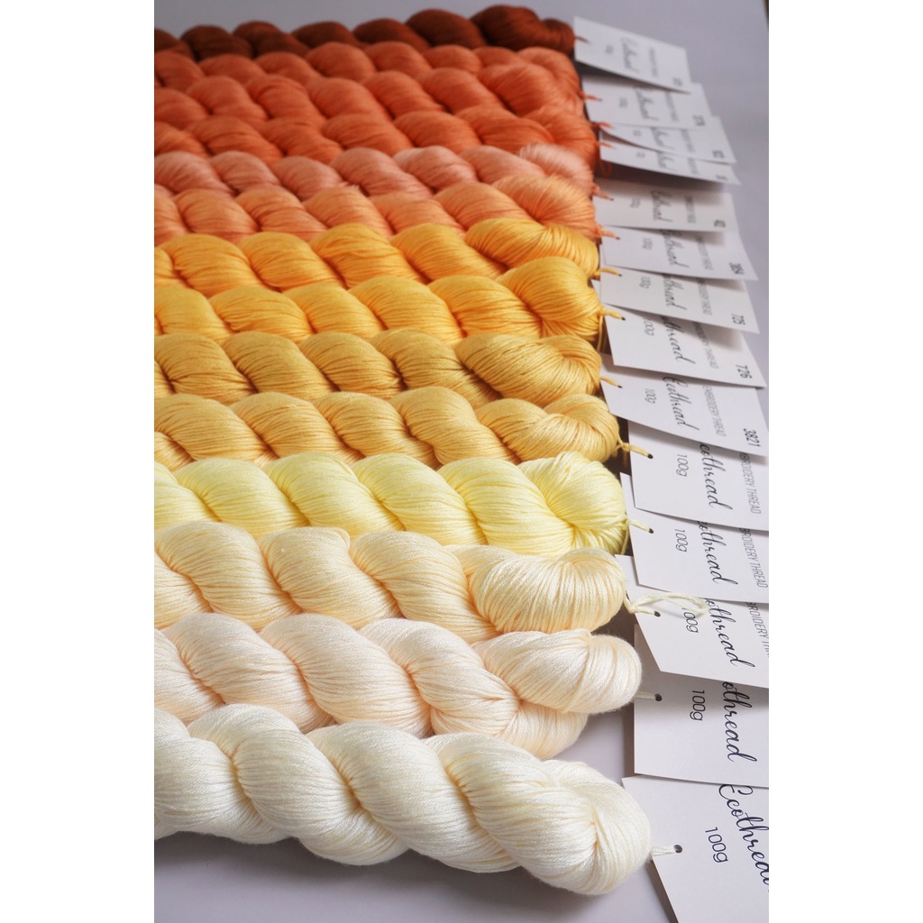 [Bảng 3/6] Chỉ thêu Eco-thread Tiệm tạp hóa nhà May nhuộm sinh học (giá 1 bó 100g) bảng vàng cam