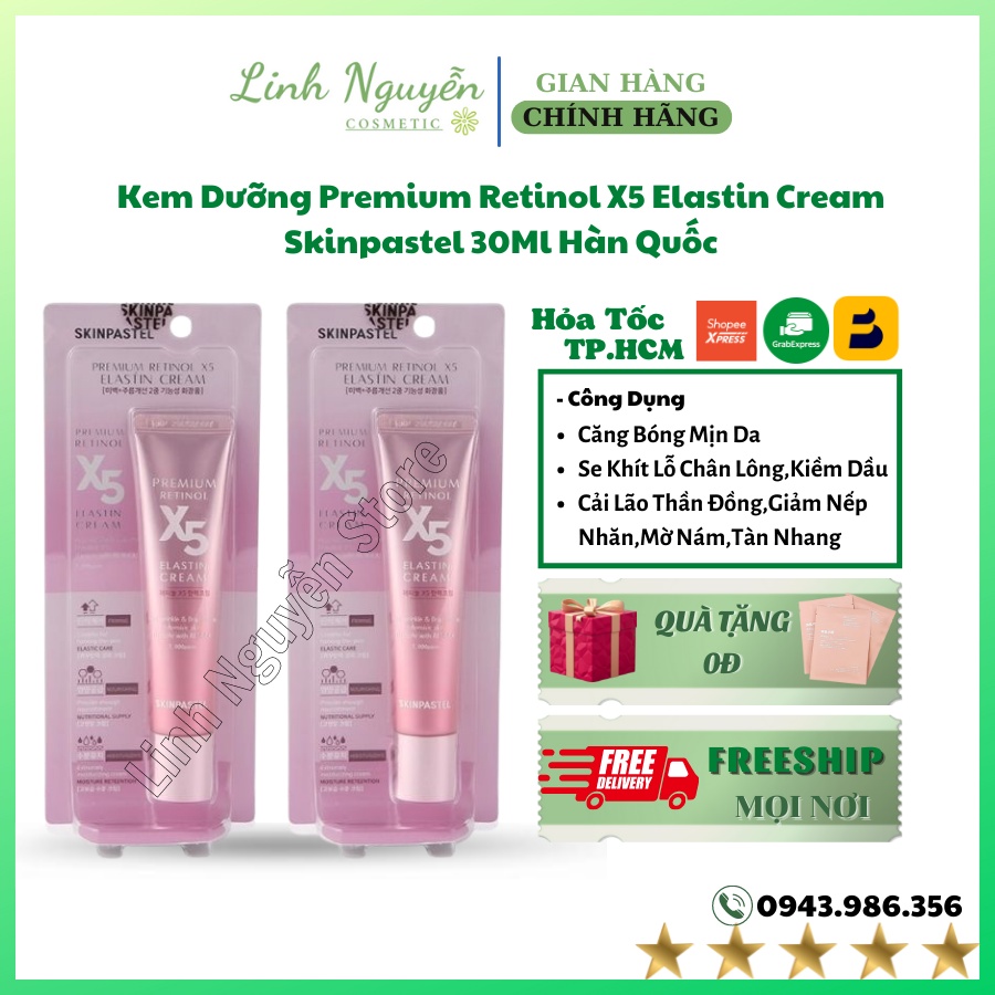 Kem Dưỡng Premium Retinol X5 Elastin Cream Skinpastel, Kem Trẻ Hoá ,Kem Phục Hồi,Kem Dưỡng Trắng 30ml Hàn Quốc