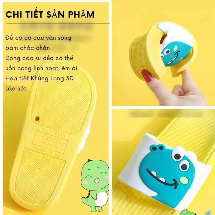 Dép khủng long trẻ em LIMIBABY có quai ngang chống trơn nhiều màu cho bé đi trong nhà D26D29