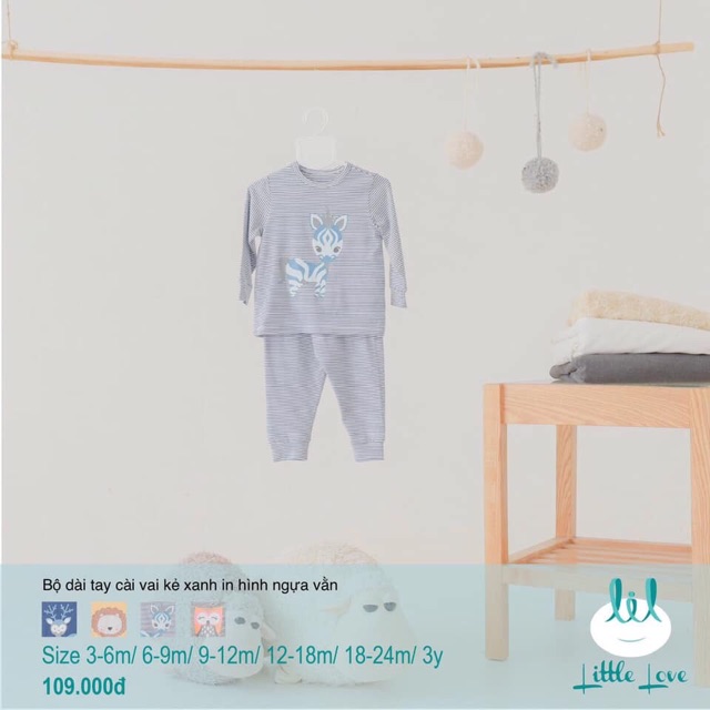 LIL - Bộ cài vai dài tay Little love in hình ngộ nghĩnh cho bé trai/bé gái từ 3 tháng đến 3 tuổi