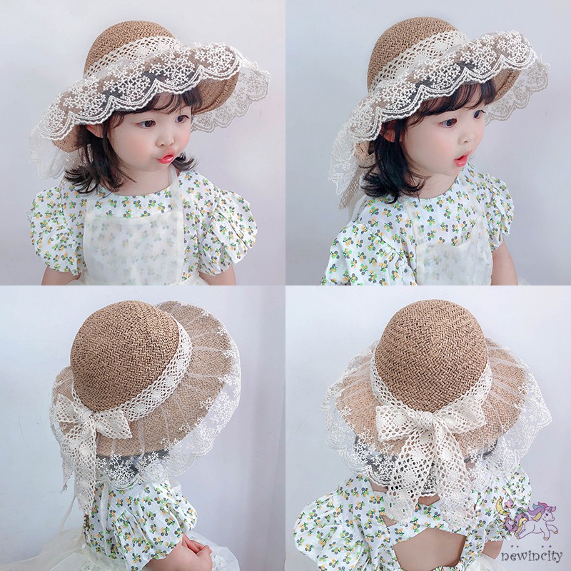Mũ Cói Đính Nơ Thời Trang Đi Biển Cho Bé