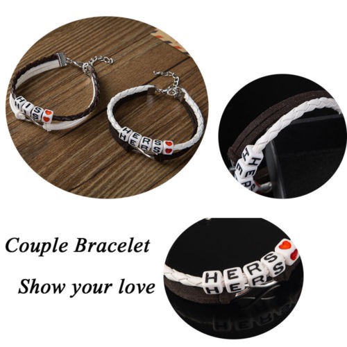 Vòng Tay Đính Hạt Chữ His / Hers Cho Cặp Đôi