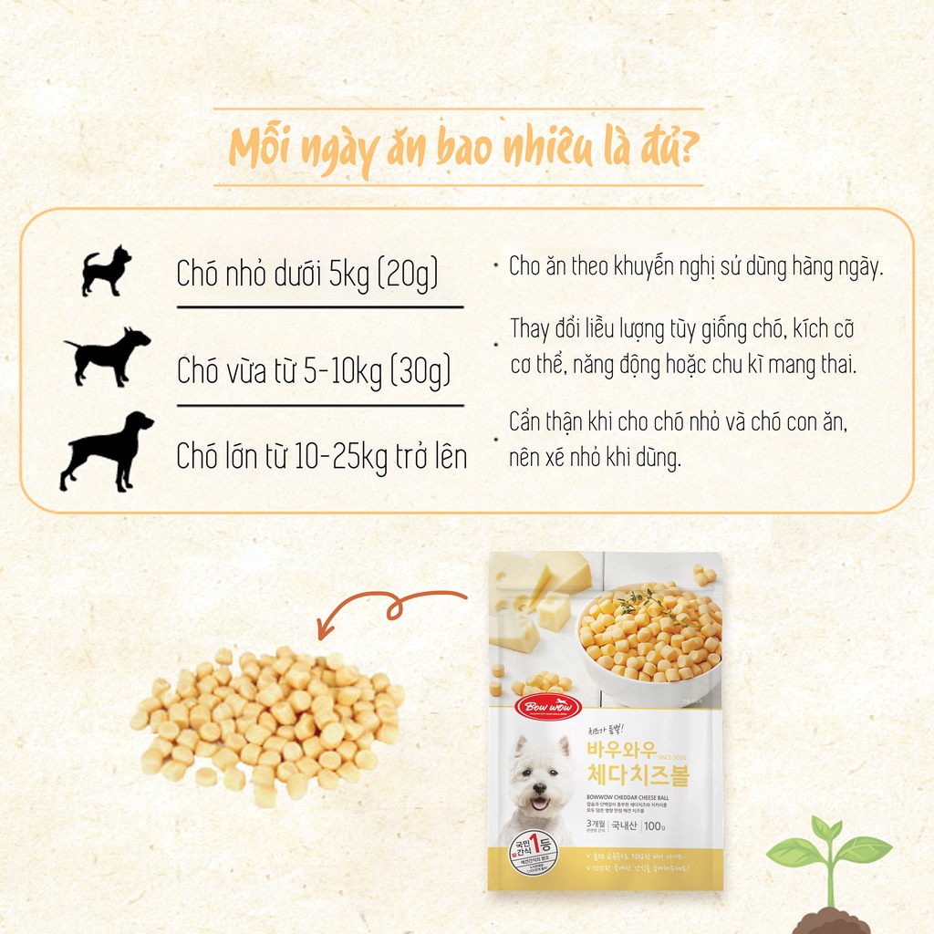 Phô mai viên cho chó Bowwow Cheese Ball 100g