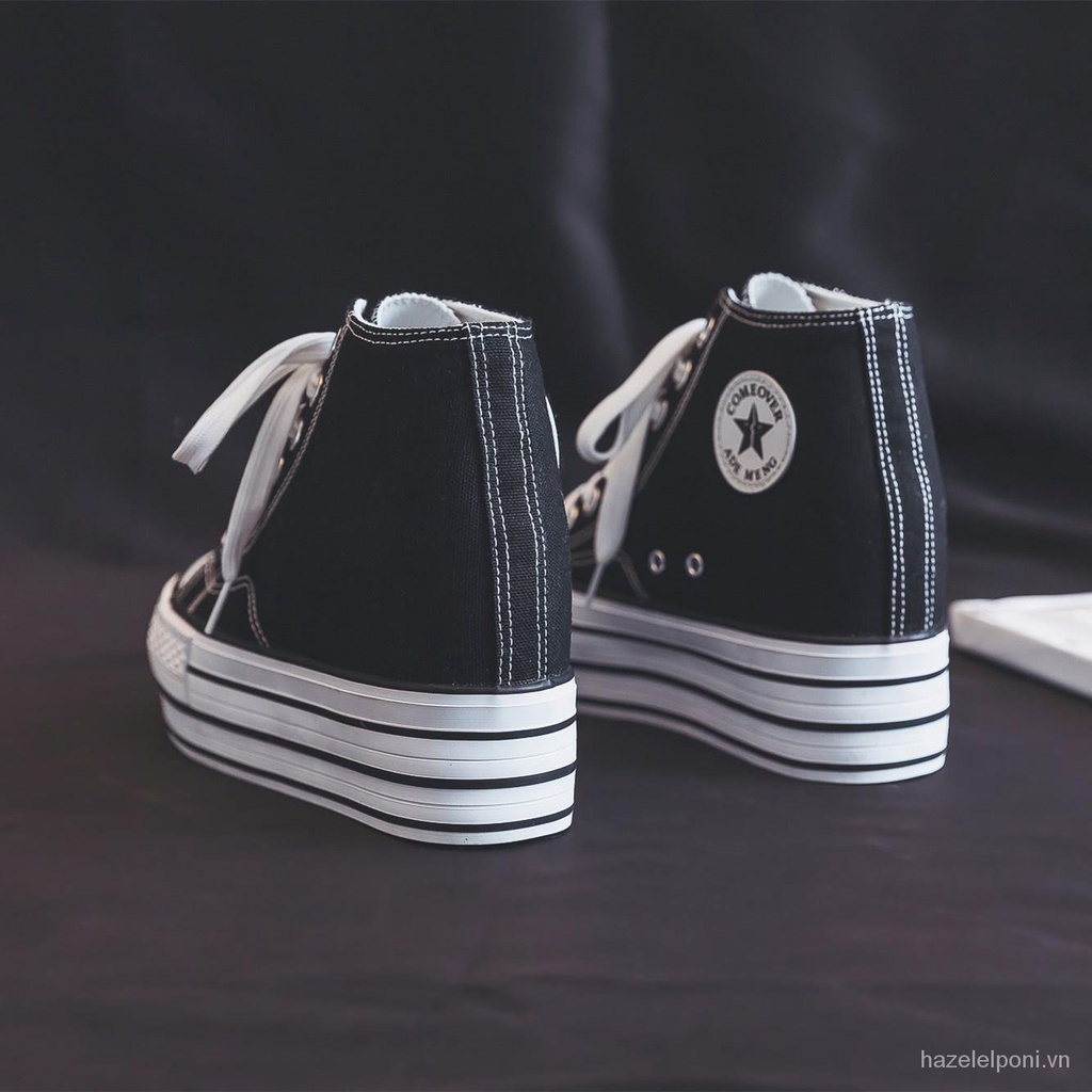 Giày Thể Thao Canvas Đế Xuồng Cao 10cm Thời Trang Thu Đông Cho Nữ 2022