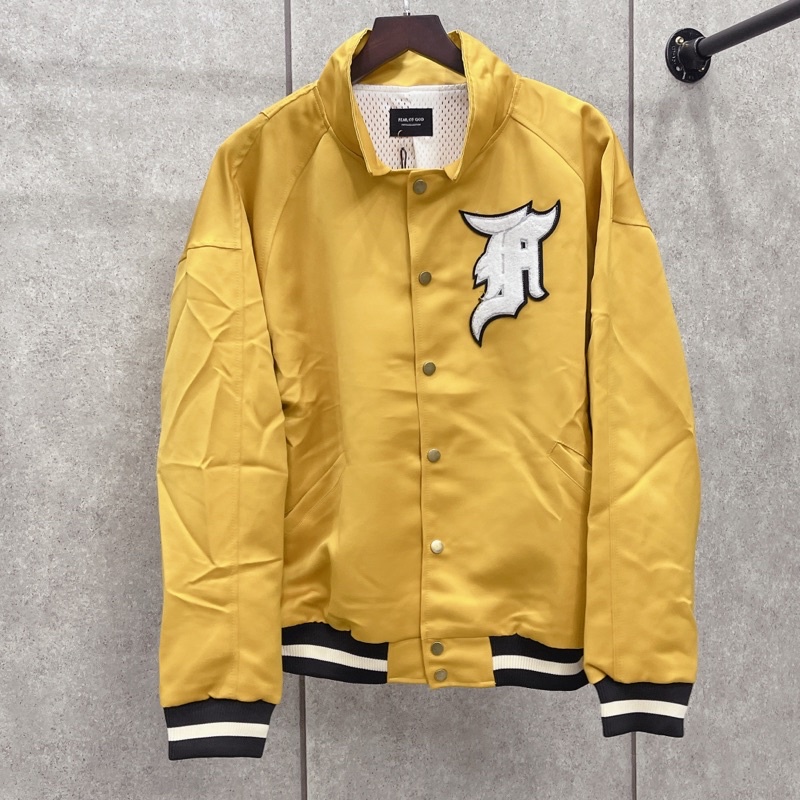 ⚡️[CHỈ 1 NGÀY] - Áo Khoác Bomber FEAR OF GOD Satin Baseball Coach Jacket Gold Yellow, Áo jacket FOG Satin