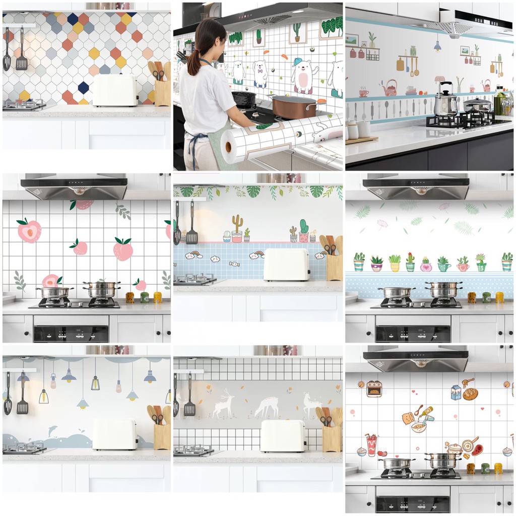 Decal dán bếp 1 mét dài khổ 60cm, họa tiết hoạt hình siêu đáng yêu HH001 | BigBuy360 - bigbuy360.vn