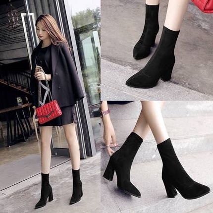 Boot nữ,giày Boots nữ  cổ cao Ulzzang gót trụ 7cm siêu đẹp hottrend 2021