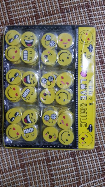 12 viên tẩy bút chì hình mặt cười, gôm tẩy chì hình mặt cười