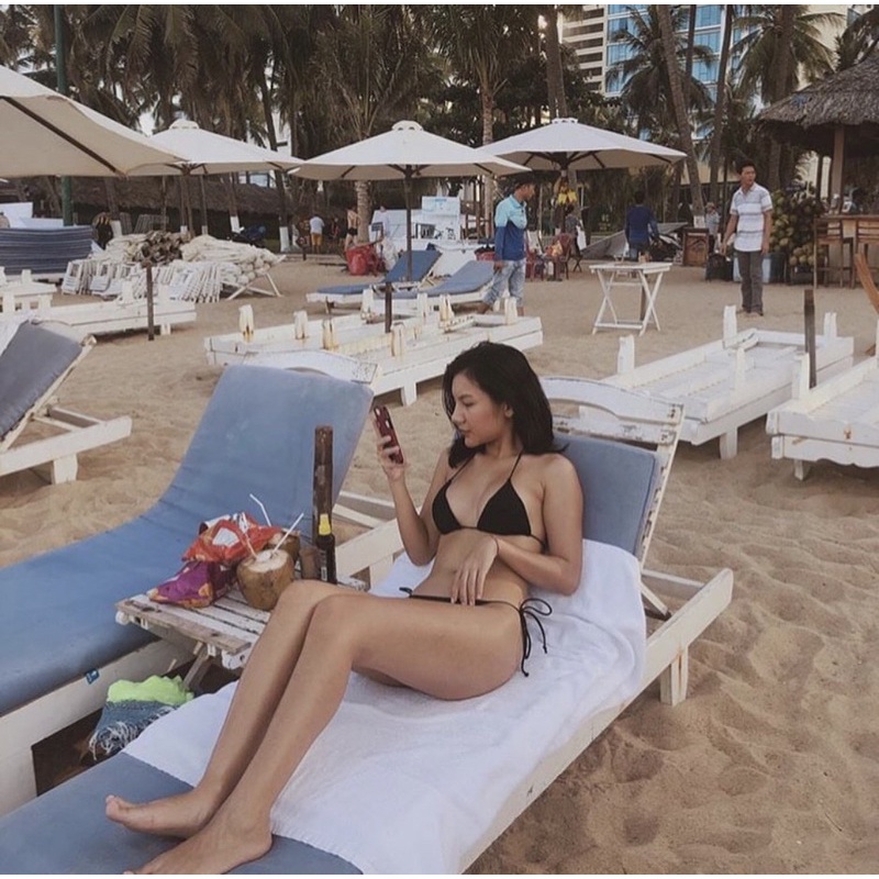 Bikini 2 mảnh tam giác basic dây bún mảnh tanning bikini 2M0032