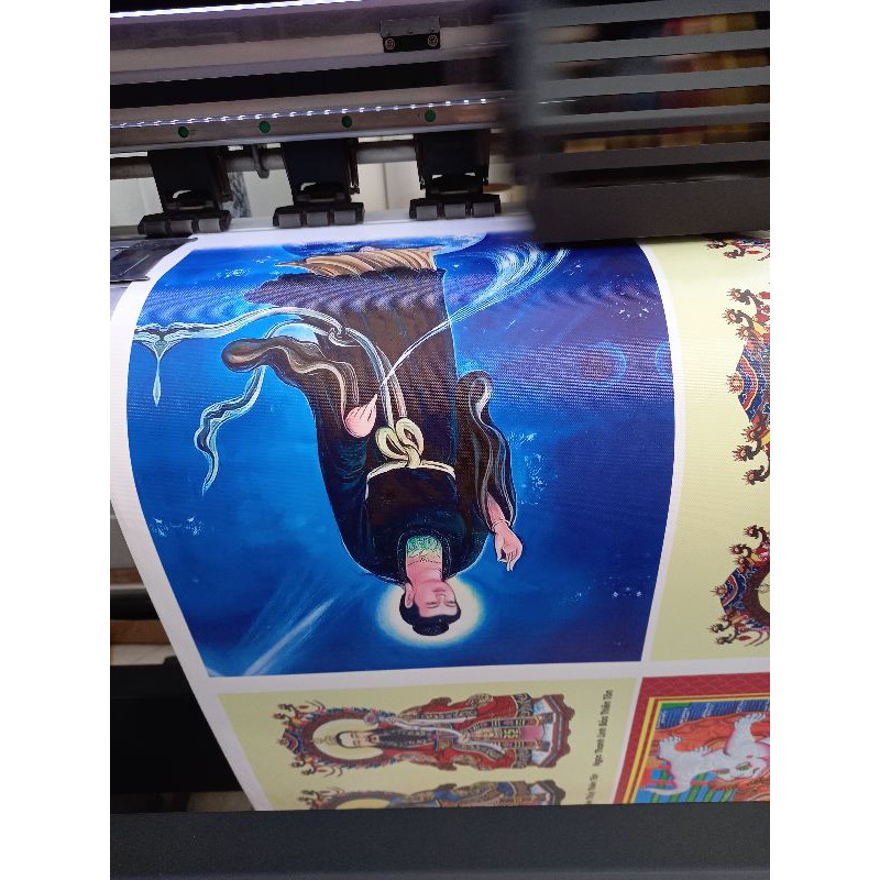 Tranh Mẹ Diêu Trì Địa Mẫu bằng vải phủ bóng khung composite 35x47cm