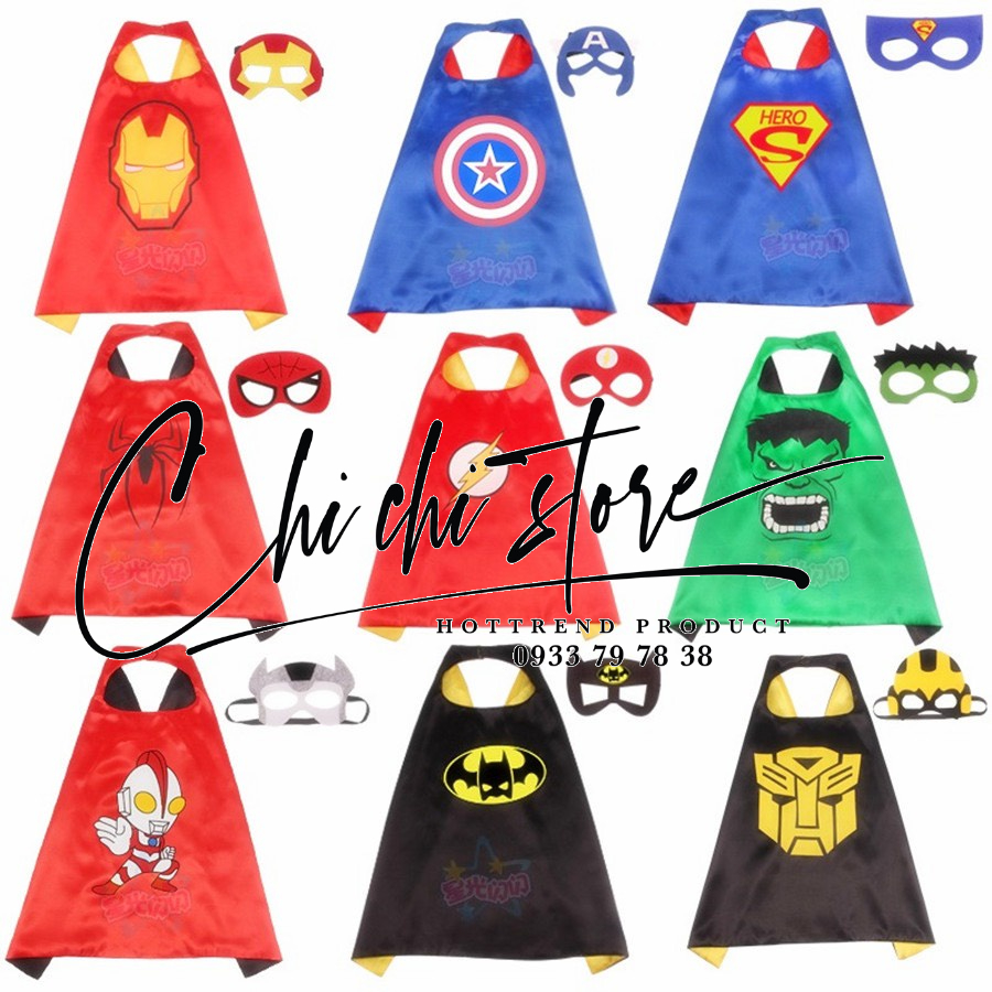 Áo Choàng Siêu Nhân Người Nhện, Người Sắt, Hulk Captain Đội Trưởng Mỹ, Batman Dơi Kèm Mặt Nạ Halloween