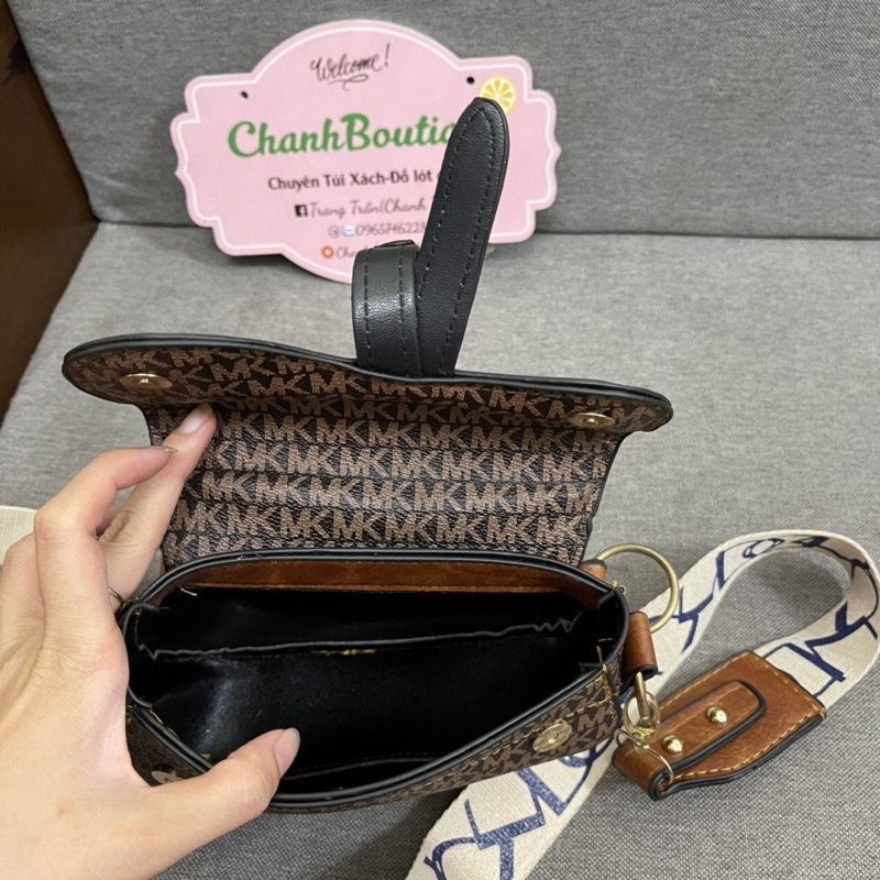Túi yên ngựa hoạ tiết nâu 17cm(ảnh thật)