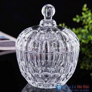 Hũ Mứt Thủy Tinh, Hủ Pha Lê Cao Cấp Màu Vàng Sang Trọng