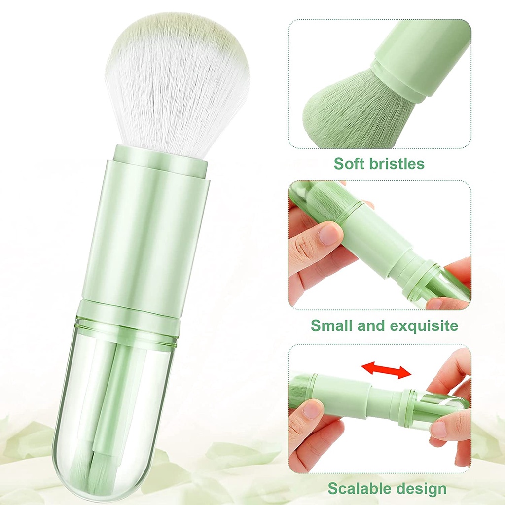 [Hàng mới về] Bộ cọ trang điểm chuyên nghiệp thiết kế 4 in 1 tiện dụng