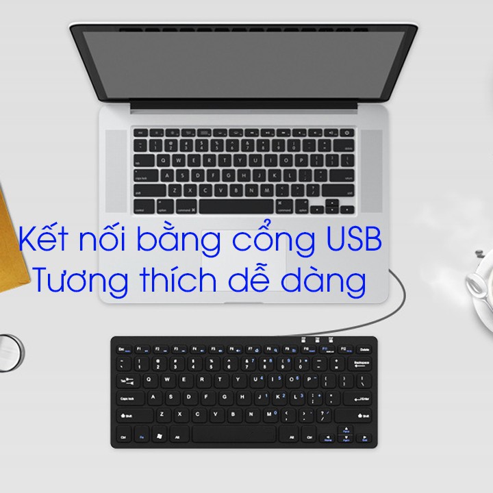 Bàn phím máy tính mini K1000 nhỏ gọn, kết nối cổng USB tương thích mọi hệ điều hành