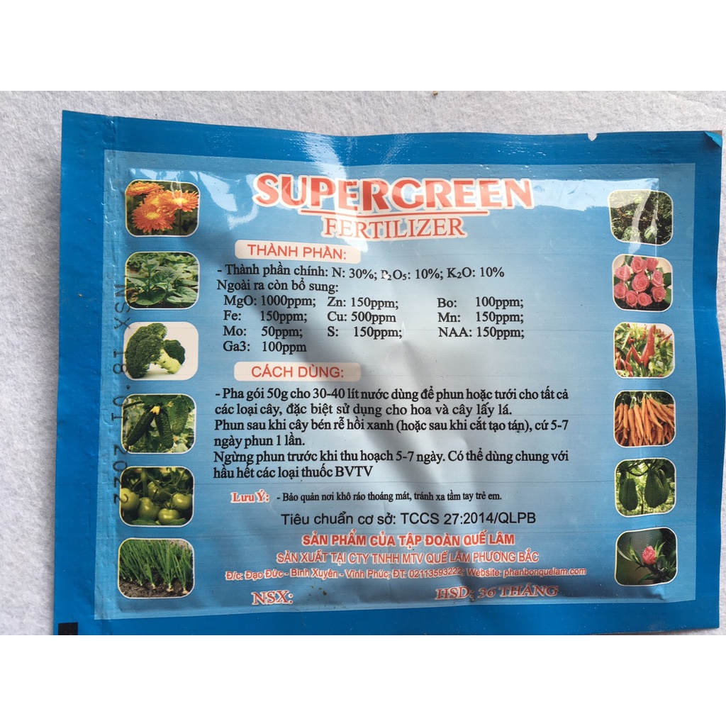 PHÂN BÓN NPK SUPERGREEN QUẾ LÂM BÉO MẬP ĐẸP MÀU TƯƠI LÂU DƯỠNG HOA LÂU TÀN NỞ NGỌN BẬT CHỒI , XANH LÁ - BÓNG QỦA LỚN QỦA