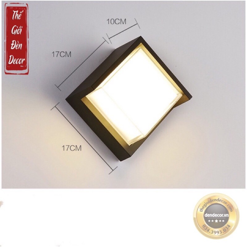 Đèn tường led vuông 12w trang trí nội ngoại thất đèn cột cổng ngoài trời chống nước