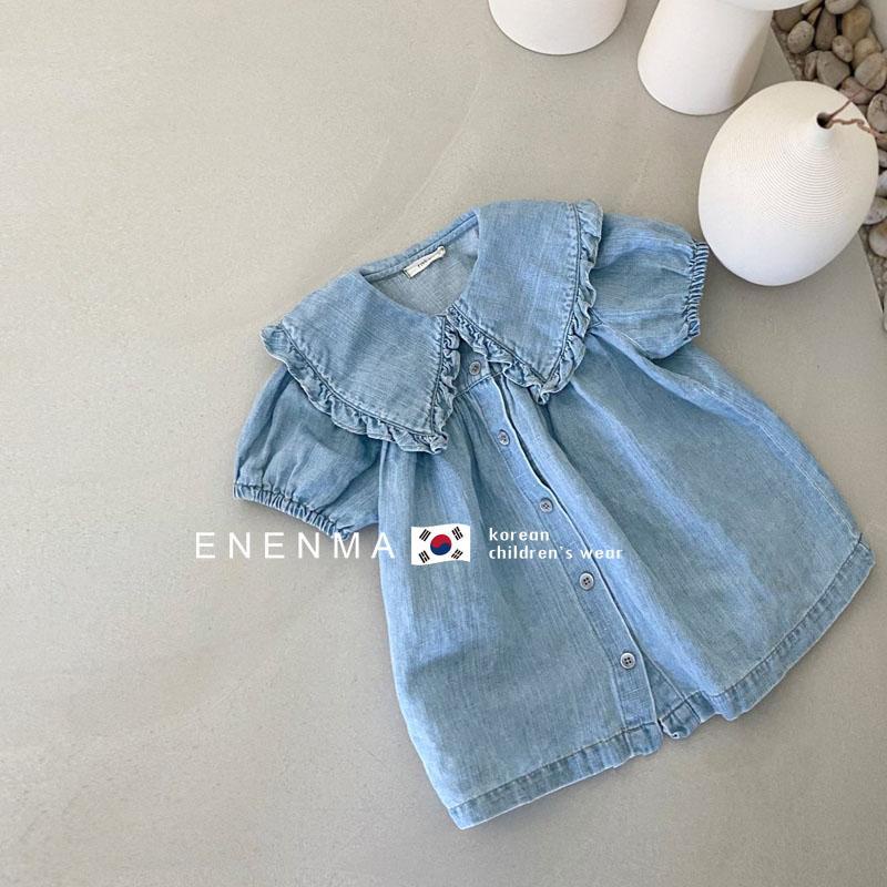 Đầm Denim Tay Phồng Phong Cách Hàn Nhật Hàn Quốc Thời Trang Mùa Hè Hàng Mới Dành Cho Bé Gái 2022