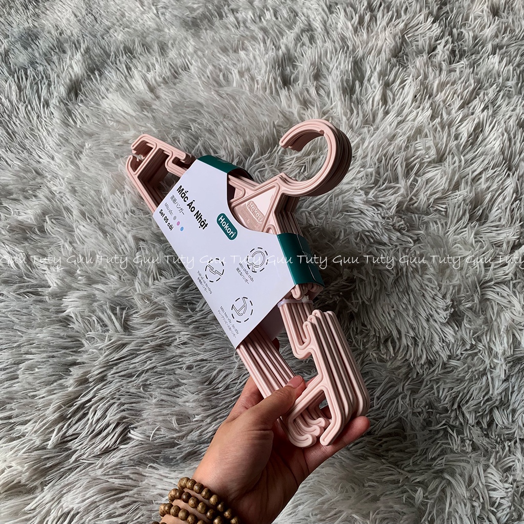 Mắc treo quần áo người lớn, mắc áo nhựa hokori set 05 cái