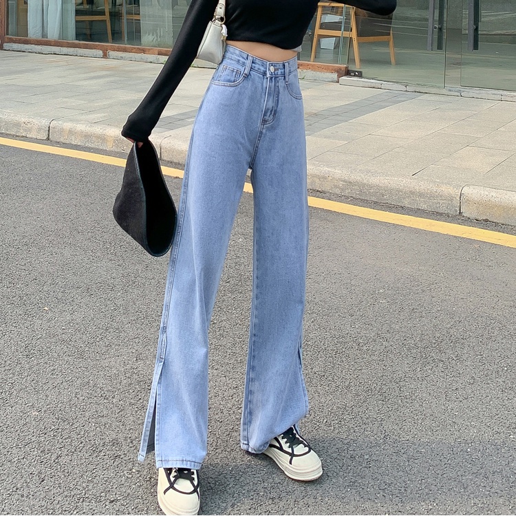 Quần jean dài SUXI lưng cao màu trơn dễ phối đồ thời trang xuân hè cho nữ