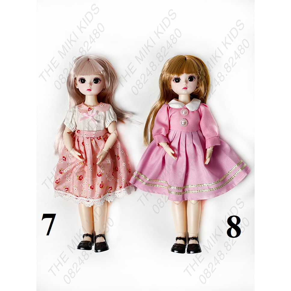 Búp bê công chúa Barbie cao 30cm, 6 BJD, 23 khớp, mắt 3D, cử động linh hoạt, trang phục đa dạng, đẹp mắt - The Miki Kids