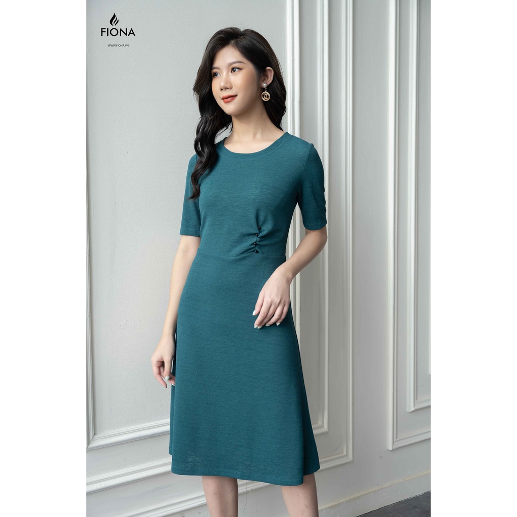 Đầm Cotton Xòe FIONA, Đầm Nữ Thiết Kế Xoắn Eo Mã F420863