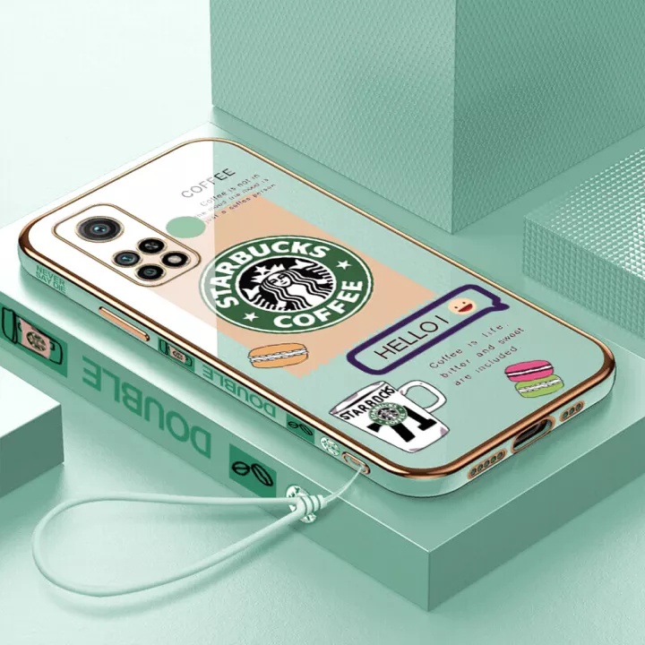STARBUCKS Ốp Điện Thoại Hình Vuông Mạ Chrome Sang Trọng Cho Xiaomi 9T 9TRO Xiaomi10T 10TPRO K40 POCO F3 K50 K50PRO