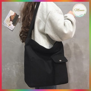 Túi Đeo Chéo, Túi Vải Canvas Phong Cách Hàn Quốc Tối Giảng