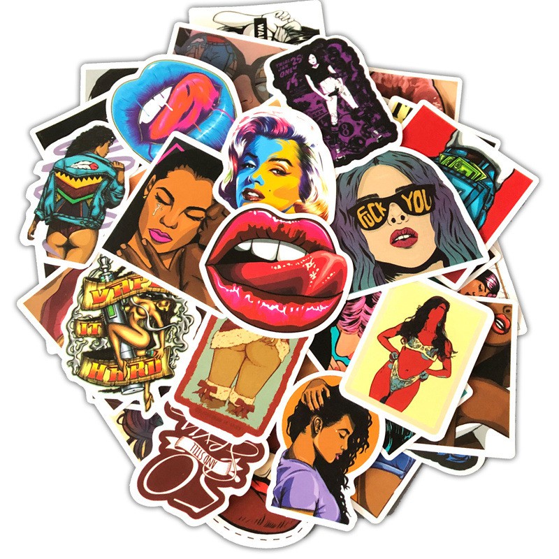 Bộ 50 Sticker dán trang trí nón bảo hiểm, laptop, điện thoại, Vali MÃ ST2059