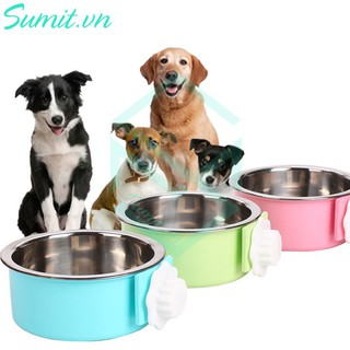 bát ăn cho chó mèo- Bát Ăn Inox Treo Chuồng, Gắn Lồng Cao Cấp Dành Cho Chó Mèo, Thú Cưng