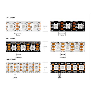 Dây Đèn Led 1m 5v Ws2812B Ip65 Ip67 74leds / M 96leds / M 144leds / M 5v 5 V Ws2812 Tv