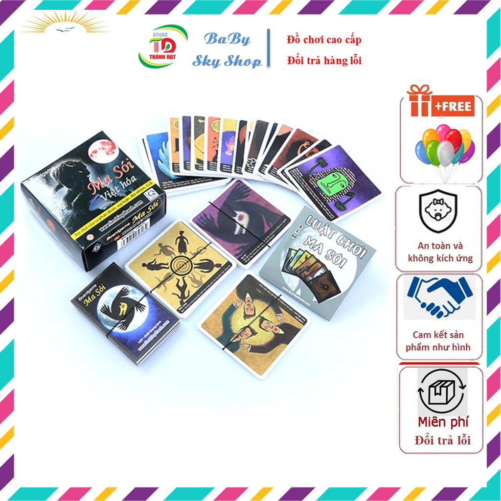 Bộ Bài Ma Sói Việt Hóa Boardgame (Made in Viet Nam) Đồ chơi bài ma sói tiếng việt - Hàng Chất Lượng Cao