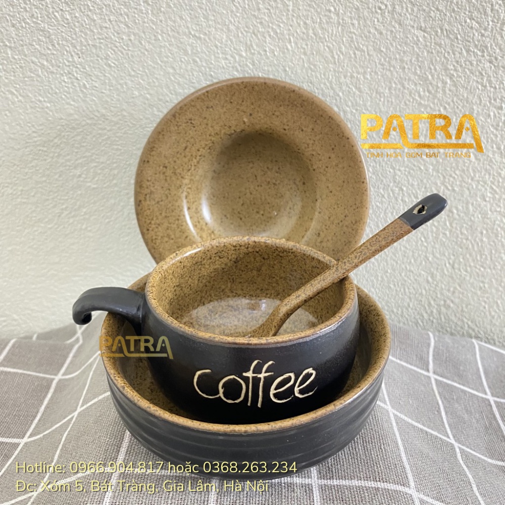 Bộ Bát Kèm Tách Hâm Nóng Cafe Gốm Sứ Bát Tràng