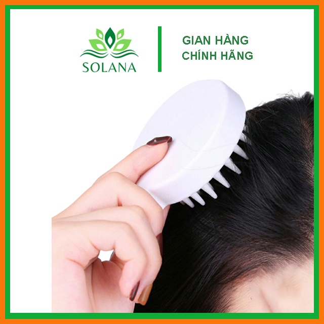 Bàn chải gội đầu silicon mềm có túi khi bảo vệ tóc và giúp thư giãn da đầu SOLANA