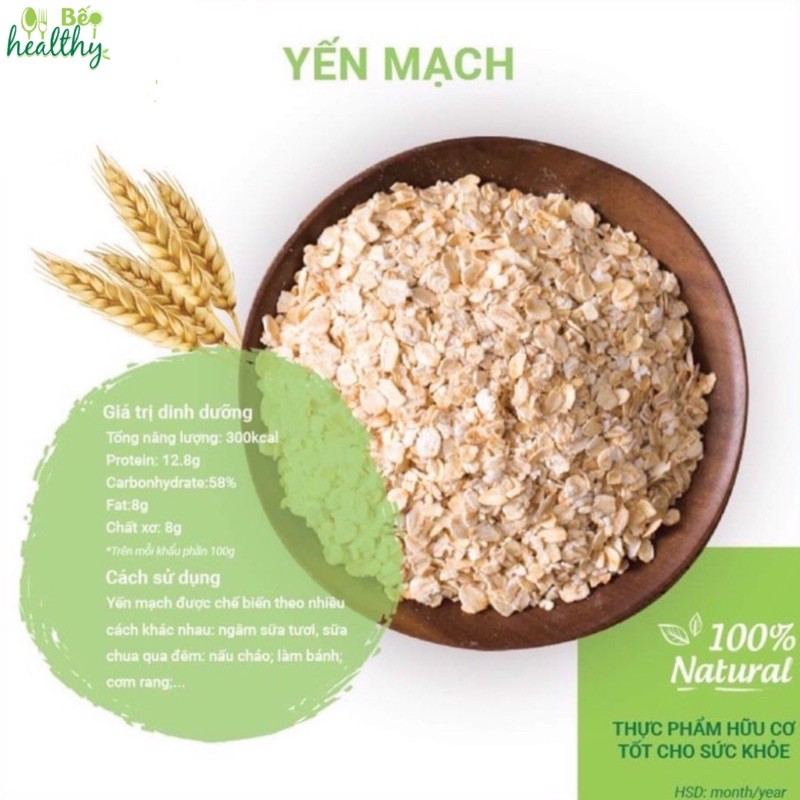 Yến mạch cán dẹt cán vỡ nguyên chất Úc 500gr ăn kiêng giảm cân - Bếp healthy Hà Nội