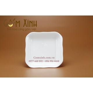 Đĩa vuông men trắng _Đĩa sứ bộ đồ ăn Bát Tràng