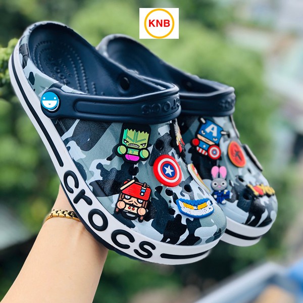 Dép Nữ Nam, Dép Cross Baya Camo Đen Xanh -Freeship + 12 sticker- dép sục nữ nam duet hàn quốc đi mưa cao cấp đẹp nhất