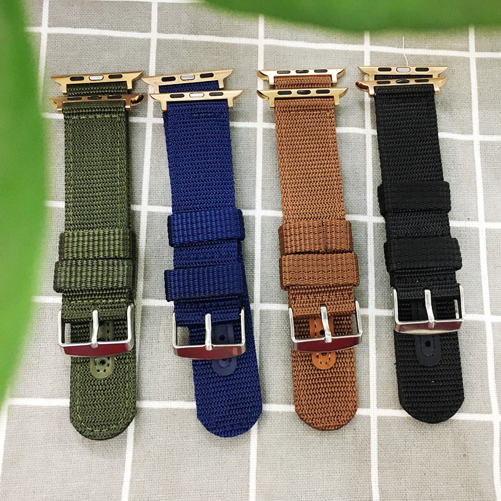 Dây đeo đồng hồ Apple Watch vải dù mẫu mới size 38/40 42/44mm - 4 màu dây - 5 màu adapter đa dạng