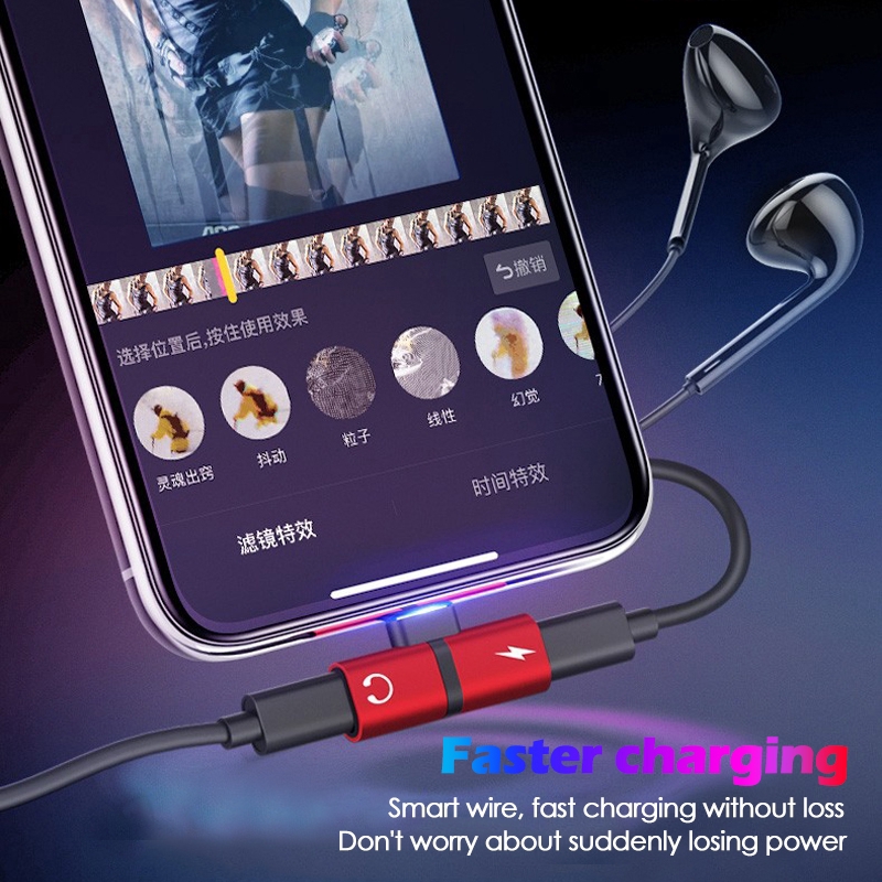 Bộ đầu cắm 2 trong 1 chuyển đổi giắc cắm tai nghe âm thanh Lightning Audio Apple Dual cho iPhone 7 8 X 11