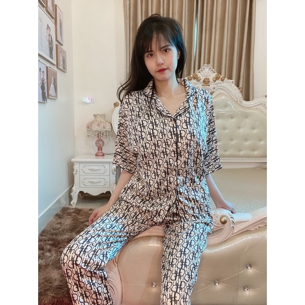 [ẢNH CHỦ SHOP] Pijama lụa cao cấp hoạ tiết quần dài tay cộc bigsize | BigBuy360 - bigbuy360.vn