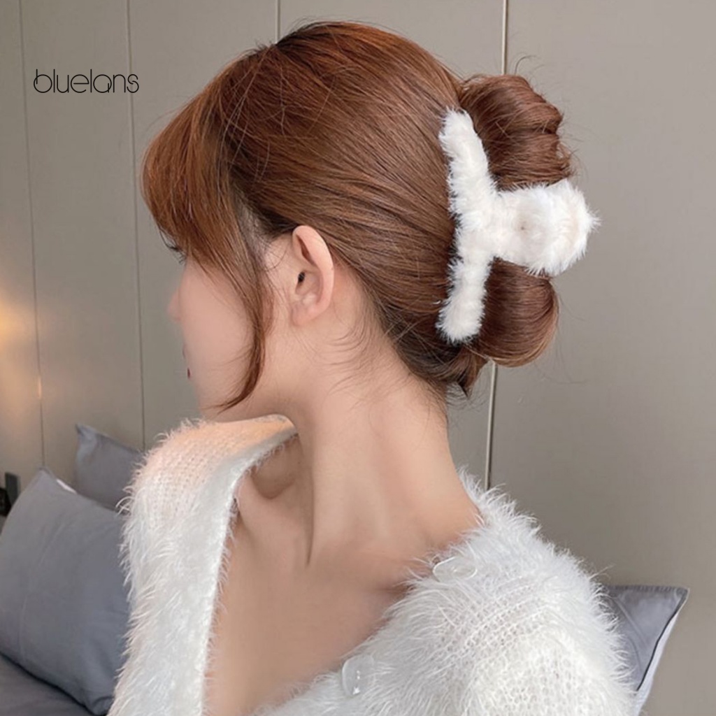 Kẹp Tóc Móng Vuốt Phối Lông Thiết Kế Đơn Giản Cá Tính Cho Nữ