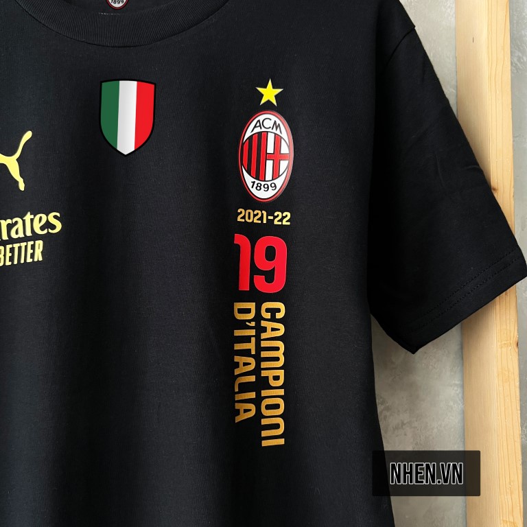 ÁO THUN THỜI TRANG CLB BÓNG ĐÁ AC MILAN ĂN MỪNG SCUDETTO LẦN THỨ 19
