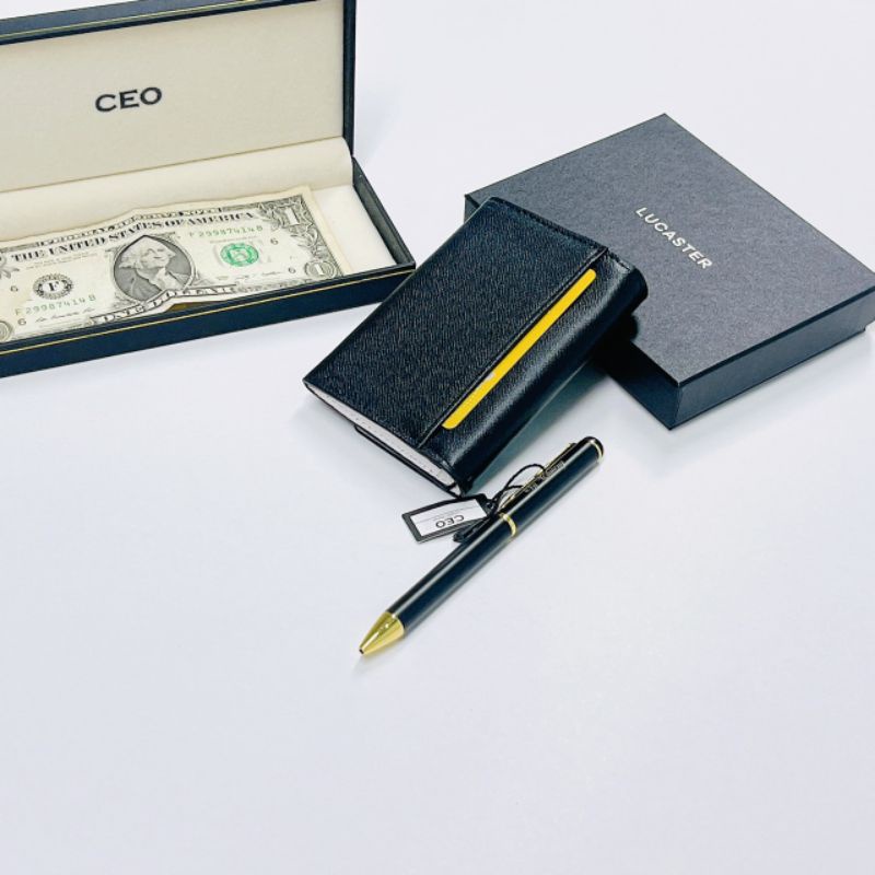 (da thật )ví nữ mini phong cách hiện đại trẻ Trung ví mini đựng thẻ nhỏ gọn cardholder KATE da safiano nhập khẩu LCT 01.