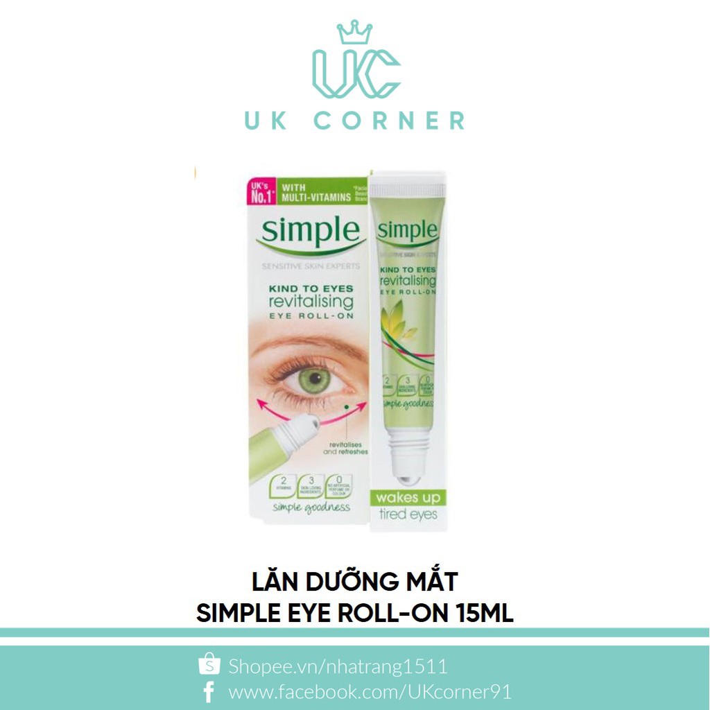 [MẪU MỚI] Lăn dưỡng mắt Simple Eye Roll-On 15ml | BigBuy360 - bigbuy360.vn