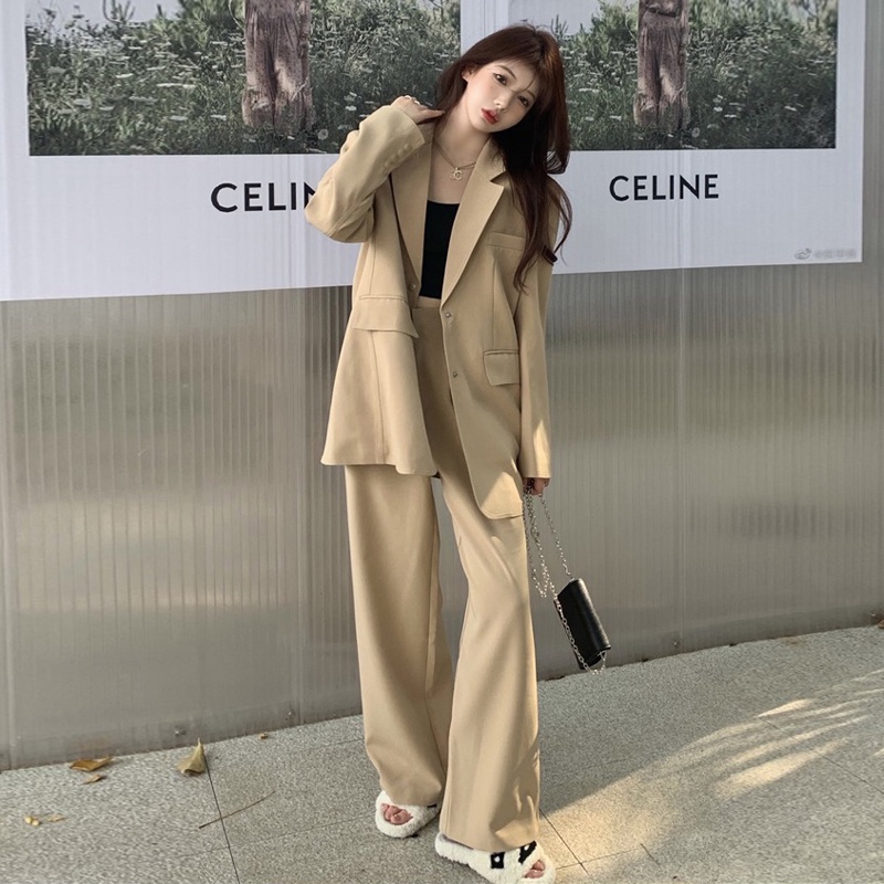 Set Áo Khoác Blazer + Quần Dài Thời Trang Mùa Thu Theo Phong Cách Hàn Quốc Dành Cho Nữ