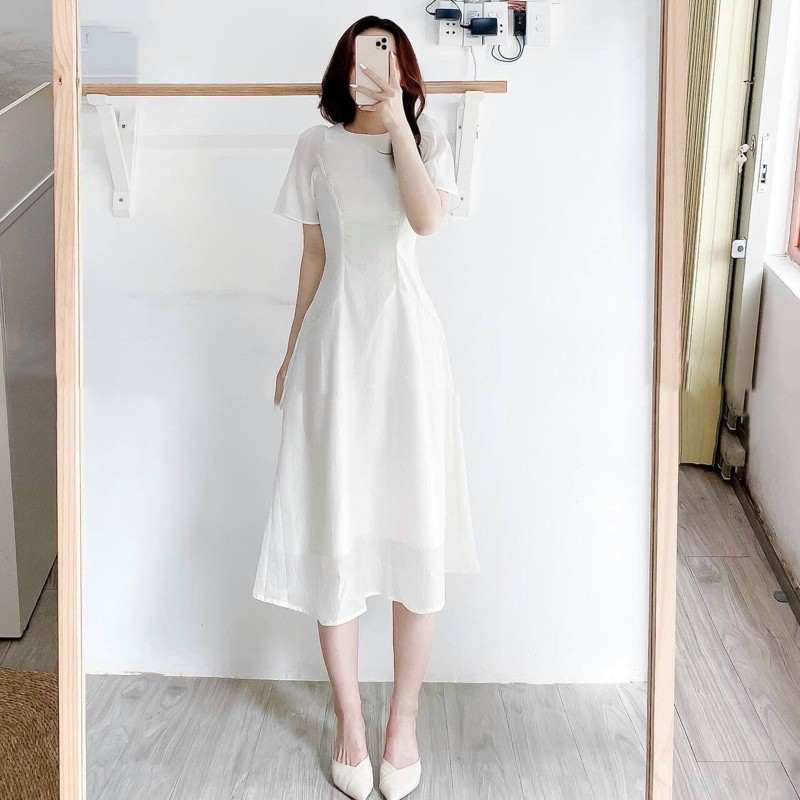 Đầm midi vai đính hạt xinh xắn | BigBuy360 - bigbuy360.vn