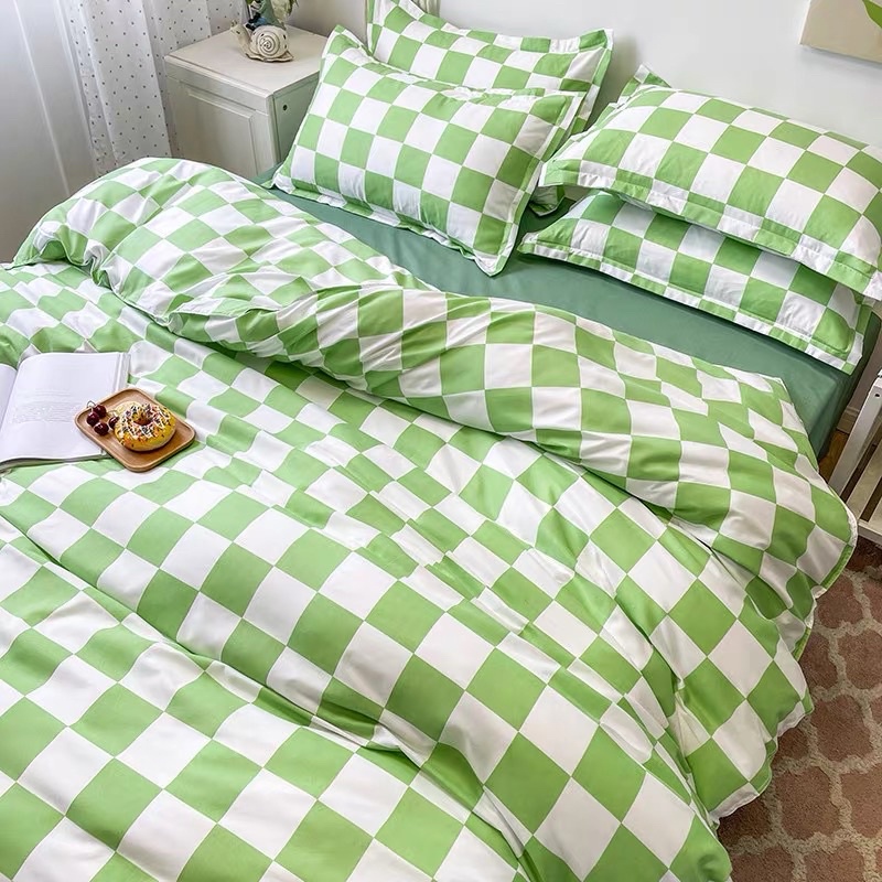 Shinbedding_Set Vỏ Cotton Poly Hoạ Tiết Vuông Bàn Cờ Nhiều Màu Sắc