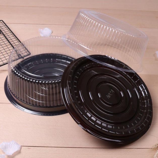 Hộp đựng bánh tròn 20cm đế đen A024  đựng bánh, xôi hoa đậu