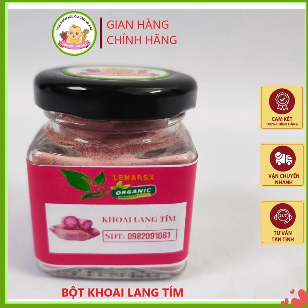 Bột Khoai Lang Tím Hữu Cơ Sấy Lạnh 90gram Cho Bé Ăn Dặm