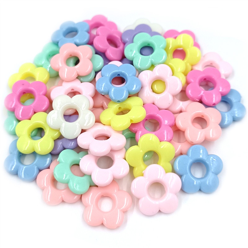 Set 10 Hạt Xỏ Lỗ Hình Hoa Bằng acrylic 19mm Nhiều Màu Sắc Dùng Để Làm Đồ Trang Sức Thủ Công